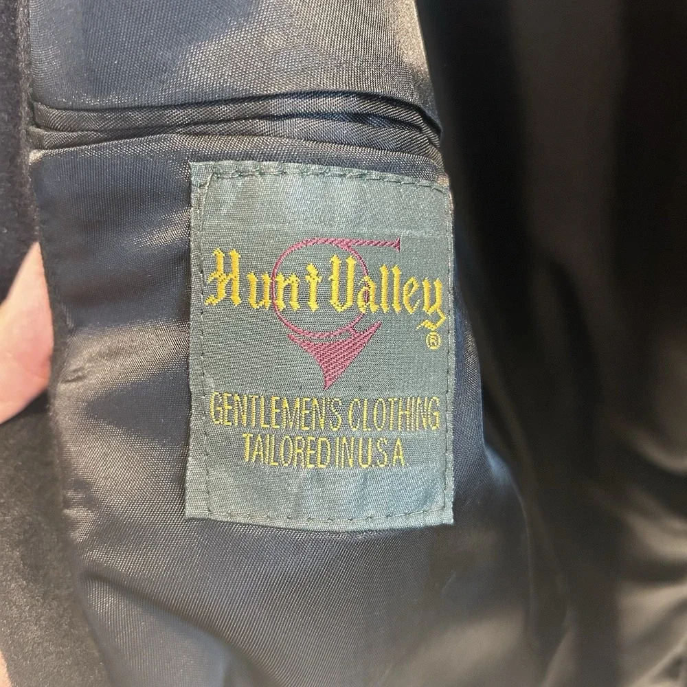 Hunt Valley 100% Camel Hair Blazer coat jacket Men 42R Classic Fit Navy Blue EUC